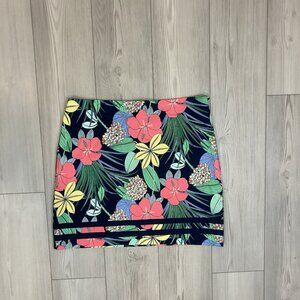 NEW Talbots Hibiscus Cotton Canvas A-Line Mini Skirt Womens 14 Vacation Cruise